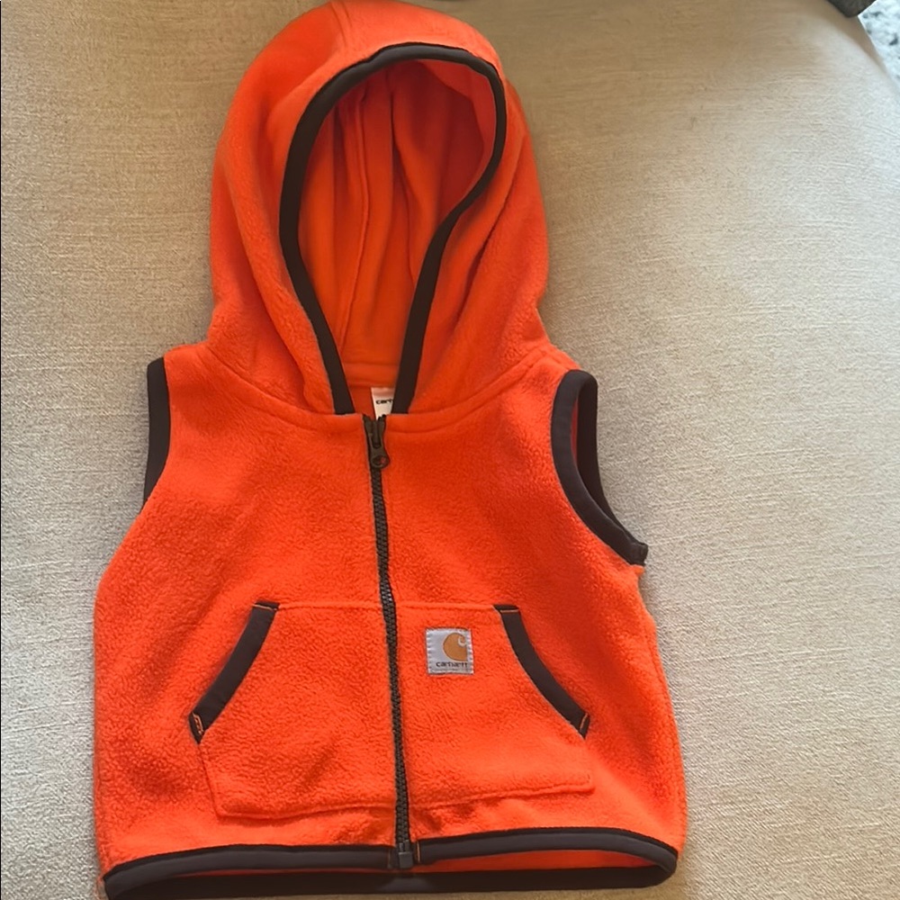 Carhartt Orange Fleece Vest with Hood